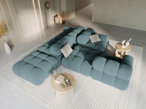 CANAPEA/COLTAR MODULAR BELLIS STANGA, 3 LOCURI, 282 CM, VERDE PETROL 87, TAPITERIE DIN CATIFEA, DESIGN DEOSEBIT - Img 2