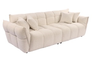 CANAPEA CONFORTABILA CLOUD 260CM, 3 LOCURI, REALIZATA DIN LEMN SI MATERIAL BOUCLE, CULOARE BEJ