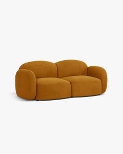 CANAPEA CU 2 LOCURI BLAIR, 194X 95, GALBEN, CU TAPITERIE DIN TEXTIL CATIFEA CASINO, MICADONI