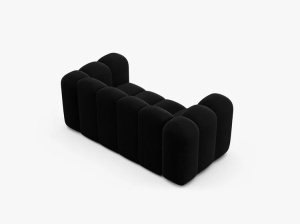 CANAPEA CU 2 LOCURI LUPIN 170, NEAGRA, CU TAPITERIE DIN TEXTIL CATIFEA SALVADOR, MICADONI - Img 3