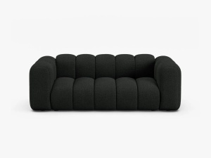 CANAPEA CU 2 LOCURI LUPIN 198, NEGRU, CU TAPITERIE DIN TEXTIL BOUCE BALOO, MICADONI