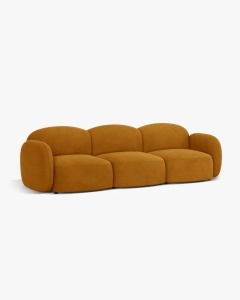CANAPEA CU 3 LOCURI BLAIR, 274X 95, GALBEN, CU TAPITERIE DIN TEXTIL CATIFEA CASINO, MICADONI - Img 2