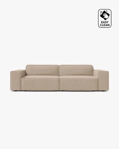 CANAPEA CU 3 LOCURI JODIE, 204X99 CM, ADANCIME SCAUN 62 CM, BEJ, TAPITAT CU TAPITERIE DIN TEXTIL CATIFEA VENUS, MICADONI