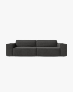 CANAPEA CU 3 LOCURI JODIE, 204X99 CM, ADANCIME SCAUN 62 CM, GRI, TAPITAT CU TAPITERIE DIN TEXTIL CATIFEA BLUVEL, MICADONI