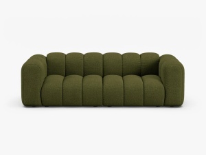 CANAPEA CU 3 LOCURI LUPIN 228, VERDE MASLINIU INCHIS, CU TAPITERIE DIN TEXTIL BOUCLE BALOO, MICADONI