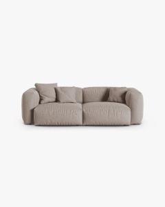 CANAPEA CU 3 LOCURI MARTINA, 120X184 CM, ADANCIME SCAUN 90 CM, BEJ INCHIS, TAPITAT CU TAPITERIE DIN TEXTIL STRUCTURAT BOSTON, MICADONI