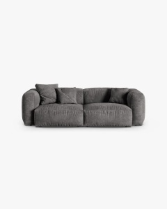 CANAPEA CU 3 LOCURI MARTINA, 120X184 CM, ADANCIME SCAUN 90 CM, GRI, TAPITAT CU TAPITERIE DIN TEXTIL CATIFEA VOGUE, MICADONI