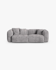 CANAPEA CU 3 LOCURI MARTINA, 120X184 CM, ADANCIME SCAUN 90 CM, GRI DESCHIS, TAPITAT CU TAPITERIE DIN TEXTIL CORDOI TILIA, MICADONI