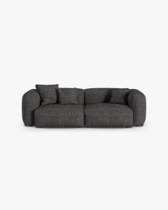 CANAPEA CU 3 LOCURI MARTINA, 120X184 CM, ADANCIME SCAUN 90 CM, GRI ANTRACIT, TAPITAT CU TAPITERIE DIN TEXTIL BOUCLE MONET, MICADONI