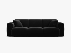 CANAPEA CU 3 LOCURI, MOLINO, 235 CM, NEGRU, CU TAPITERIE DIN TEXTIL CATIFEA VELVET CASINO, MICADONI