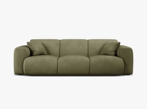 CANAPEA CU 3 LOCURI, MOLINO, 235 CM, VERDE DESCHIS, CU TAPITERIE DIN TEXTIL CHENILLE REBEL, MICADONI