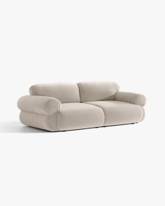 CANAPEA CU 3 LOCURI, OPHELIA, BEJ, 217 CM, CU TAPITERIE DIN TEXTIL CATIFEA VENUS, MICADONI - Img 2