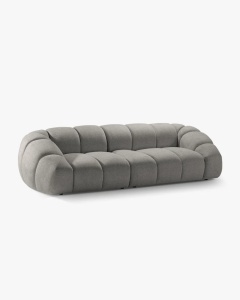 CANAPEA CU 4 LOCURI DIANA, GRI DESCHIS, 294X114 CM, TAPITAT CU TAPITERIE DIN TEXTIL STRUCTURAT BUBBLE, MICADONI - Img 2
