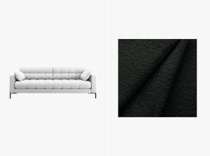 CANAPEA CU 4 LOCURI, MAMAIA NEAGRA, CU TAPITERIE DIN TEXTIL BOUCLE BALOO, MICADONI