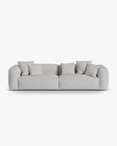 CANAPEA CU 4 LOCURI, MARTINA, ARGINTIU, 320 CM, CU TAPITERIE DIN TEXTIL BOUCLE MONET, MICADONI