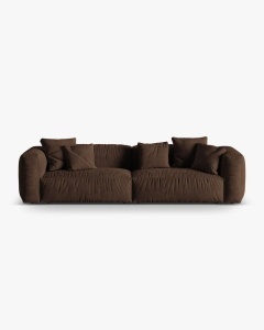CANAPEA CU 4 LOCURI, MARTINA, CIOCOLATIU, 320 CM, CU TAPITERIE DIN TEXTIL CATIFEA VOGUE, MICADONI