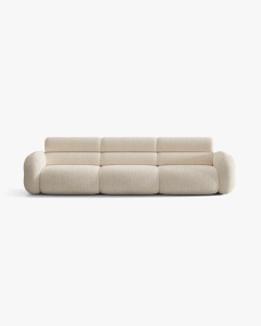 CANAPEA CU 4 LOCURI, NEO, BEJ DESCHIS, 305X100 CM, TAPITAT CU TAPITERIE DIN TEXTIL CHENILLE SILENCIO, MICADONI