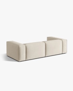 CANAPEA CU 4 LOCURI, NURIA BEJ, 250X110 CM, TAPITAT CU TAPITERIE DIN TEXTIL CATIFEA PARIS, MICADONI - Img 3