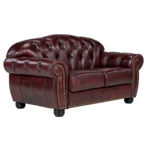 CANAPEA DE LUX CHESTERFIELD HEREFORD 168CM, 2 LOCURI, DIN PIELE NATURALA, CULOARE ROSU ANTIC, ARTIM SELECTION