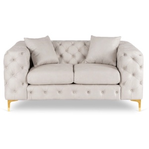 CANAPEA DEOSEBITA 2 LOCURI, ARTIM MEBLE, MATERIAL TEXTIL( CATIFEA) SI SUPORT METALIC, CULOARE CREM/AURIU, STIL MODERN