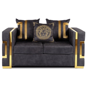 CANAPEA DEOSEBITA 2 LOCURI, ARTIM MEBLE, MATERIAL TEXTIL( CATIFEA) SI SUPORT METALIC, CULOARE NEGRU/AURIU, STIL MODERN