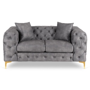 CANAPEA DEOSEBITA 2 LOCURI, ARTIM MEBLE, MATERIAL TEXTIL( CATIFEA) SI SUPORT METALIC, CULOARE GRI/AURIU, STIL MODERN - Img 3