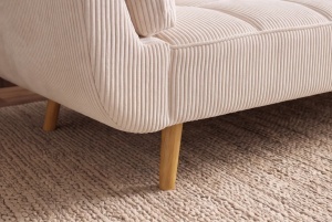 CANAPEA EXTENSIBILA BOUTIQUE 215CM, 3 LOCURI, REALIZAT DIN LEMN SI CATIFEA RAIAT, CULOARE BEJ - Img 10