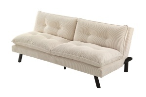 CANAPEA EXTENSIBILA COCO 190CM, 3 LOCURI, REALIZATA DIN LEMN SI CATIFEA RAIATA, DE CULOARE BEJ, ARTIM GROUP