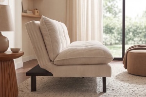 CANAPEA EXTENSIBILA COCO 190CM, 3 LOCURI, REALIZATA DIN LEMN SI CATIFEA RAIATA, DE CULOARE BEJ, ARTIM GROUP - Img 11