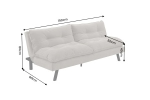 CANAPEA EXTENSIBILA COCO 190CM, 3 LOCURI, REALIZATA DIN LEMN SI CATIFEA, DE CULOARE BEJ, ARTIM GROUP - Img 10