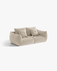 CANAPEA EXTENSIBILA CU 3 LOCURI, BLOOM, 232 CM, BEJ DESCHIS, CU TAPITERIE DIN TEXTIL STRUCTURAT WIND, MICADONI - Img 2