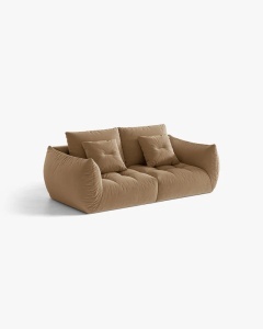CANAPEA EXTENSIBILA CU 3 LOCURI, BLOOM, 232 CM, BEJ MIGDALA, CU TAPITERIE DIN TEXTIL CATIFEA CASINO, MICADONI - Img 2