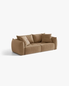 CANAPEA EXTENSIBILA CU 3 LOCURI, BLOOM, 250 CM, BEJ MIGDALA, CU TAPITERIE DIN TEXTIL CATIFEA CASINO, MICADONI - Img 2