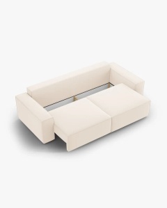 CANAPEA EXTENSIBILA CU 3 LOCURI, JODIE, 107X472 CM, ADANCIME SCAUN 62 CM, BEJ DESCHIS, TAPITAT CU TAPITERIE DIN TEXTIL CATIFEA BLUVEL, MICADONI - Img 5