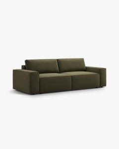 CANAPEA EXTENSIBILA CU 3 LOCURI, JODIE, 107X472 CM, ADANCIME SCAUN 62 CM, VERDE, TAPITAT CU TAPITERIE DIN TEXTIL CATIFEA BLUVEL, MICADONI - Img 3