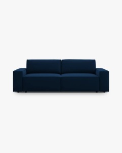 CANAPEA EXTENSIBILA CU 3 LOCURI, JODIE, 107X472 CM, ADANCIME SCAUN 62 CM, ALBASTRU ROYAL, TAPITAT CU TAPITERIE DIN TEXTIL CATIFEA BLUVEL, MICADONI