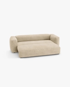 CANAPEA EXTENSIBILA, CU 3 LOCURI, MARTINA, BEJ DESCHIS, 264 CM, CU TAPITERIE DIN TEXTIL CATIFEA VOGUE, MICADONI - Img 3