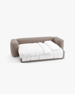 CANAPEA EXTENSIBILA, CU 3 LOCURI, MARTINA, BEJ INCHIS, 264 CM, CU TAPITERIE DIN TEXTIL STRUCTURAT BOSTON, MICADONI - Img 4