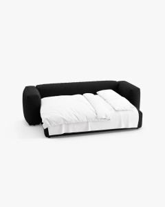 CANAPEA EXTENSIBILA, CU 3 LOCURI, MARTINA, NEGRU, 264 CM, CU TAPITERIE DIN TEXTIL STRUCTURAT BOSTON, MICADONI - Img 4