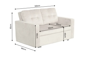 CANAPEA EXTENSIBILA DE APARTAMENT, SMART 140CM, 2 LOCURI, DIN LEMN SI MATERIAL CATIFEA, CULOARE BEJ, INVICTA INTERIOR - Img 8
