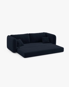CANAPEA EXTENSIBILA DORMI, ALBASTRU ROYAL, 225X94 CM, TAPITAT CU TAPITERIE DIN TEXTIL CATIFEA SALVADOR, MICADONI - Img 4