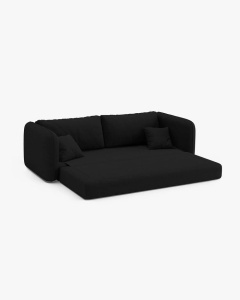 CANAPEA EXTENSIBILA DORMI, NEGRU, 225X94 CM, TAPITAT CU TAPITERIE DIN TEXTIL STRUCTURAT MOLYBDEN, MICADONI - Img 4