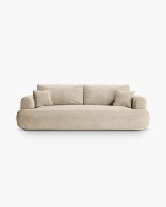 CANAPEA EXTENSIBILA ELLA, BEJ DESCHIS, 253X108 CM, TAPITAT CU TAPITERIE DIN TEXTIL CATIFEA VOGUE, MICADONI