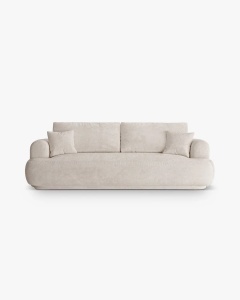 CANAPEA EXTENSIBILA ELLA, BEJ DESCHIS, 253X108 CM, TAPITAT CU TAPITERIE DIN TEXTIL BOUCLE CORAL, MICADONI