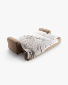 CANAPEA EXTENSIBILA ELLA, BEJ INCHIS, 253X108 CM, TAPITAT CU TAPITERIE DIN TEXTIL CATIFEA VOGUE, MICADONI - Img 5