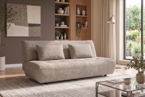 CANAPEA EXTENSIBILA ELYPSE 200CM, 3 LOCURI, REALIZATA DIN LEMN MASIV SI TEXTIL CHENILLE, CULOARE GRI, INVICTA INTERIOR - Img 5