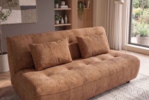 CANAPEA EXTENSIBILA ELYPSE 200CM, 3 LOCURI, REALIZATA DIN LEMN MASIV SI TEXTIL CHENILLE, CULOARE MARO RUGINIU, INVICTA INTERIOR - Img 7