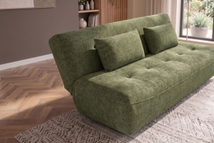 CANAPEA EXTENSIBILA ELYPSE 200CM, 3 LOCURI, REALIZATA DIN LEMN MASIV SI TEXTIL CHENILLE, CULOARE VERDE, INVICTA INTERIOR - Img 8