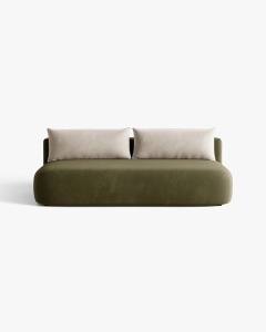 CANAPEA EXTENSIBILA HENA, CU 3 LOCURI, VERDE, 205X112 CM, TAPITAT CU TAPITERIE DIN TEXTIL CATIFEA SALVADOR, MICADONI