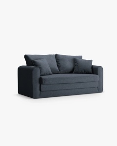 CANAPEA EXTENSIBILA LIDO, ALBASTRU INCHIS, 158X69 CM, TAPITAT CU TAPITERIE DIN TEXTIL STRUCTURAT SOLID, MICADONI - Img 4